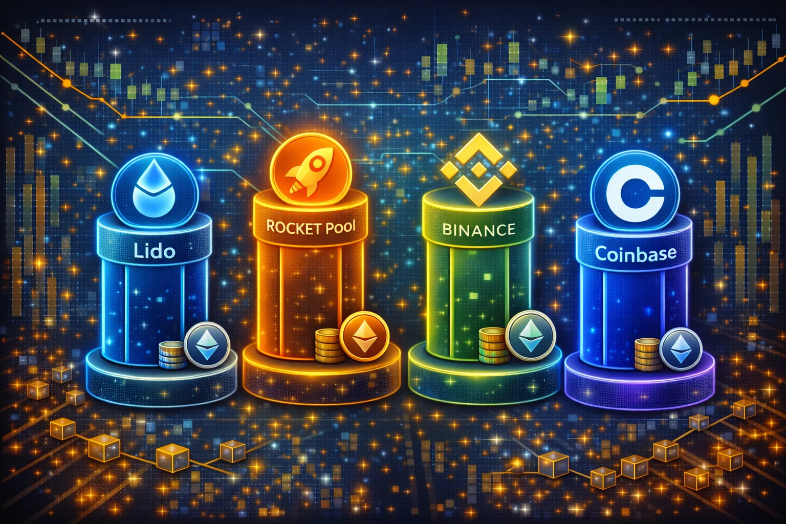 Best cryptocurrency staking platforms 2025 showing Lido, Rocket Pool, and exchange options