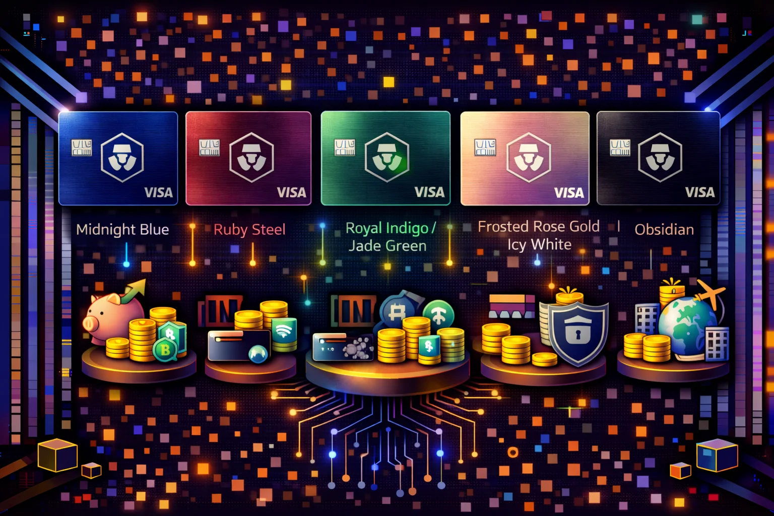 Comparison chart of Crypto.com Card tiers and staking requirements