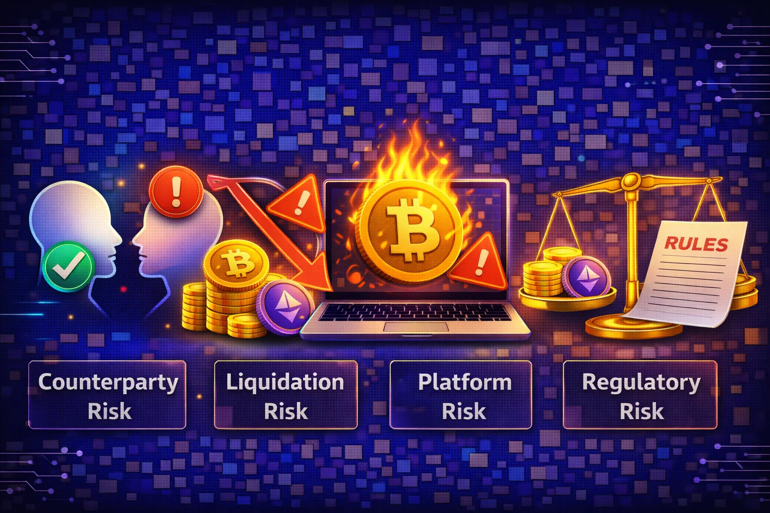 Cryptocurrency lending platform risks showing centralised vs decentralised risk factors