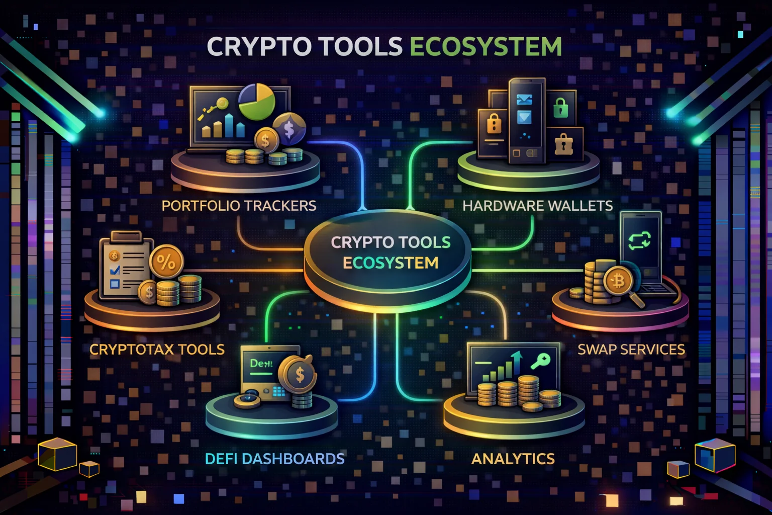 Crypto tools ecosystem showing different categories of tools for portfolio management
