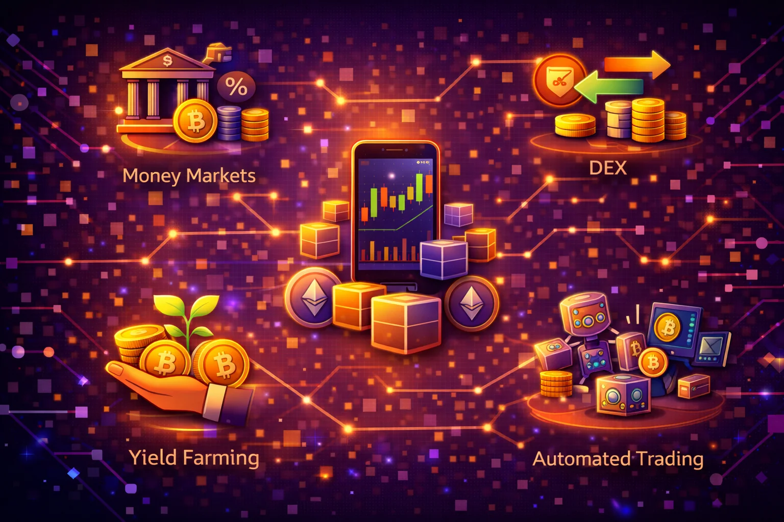 Crypto passive income strategies: staking, lending, yield farming, and DeFi protocols with risk-return analysis