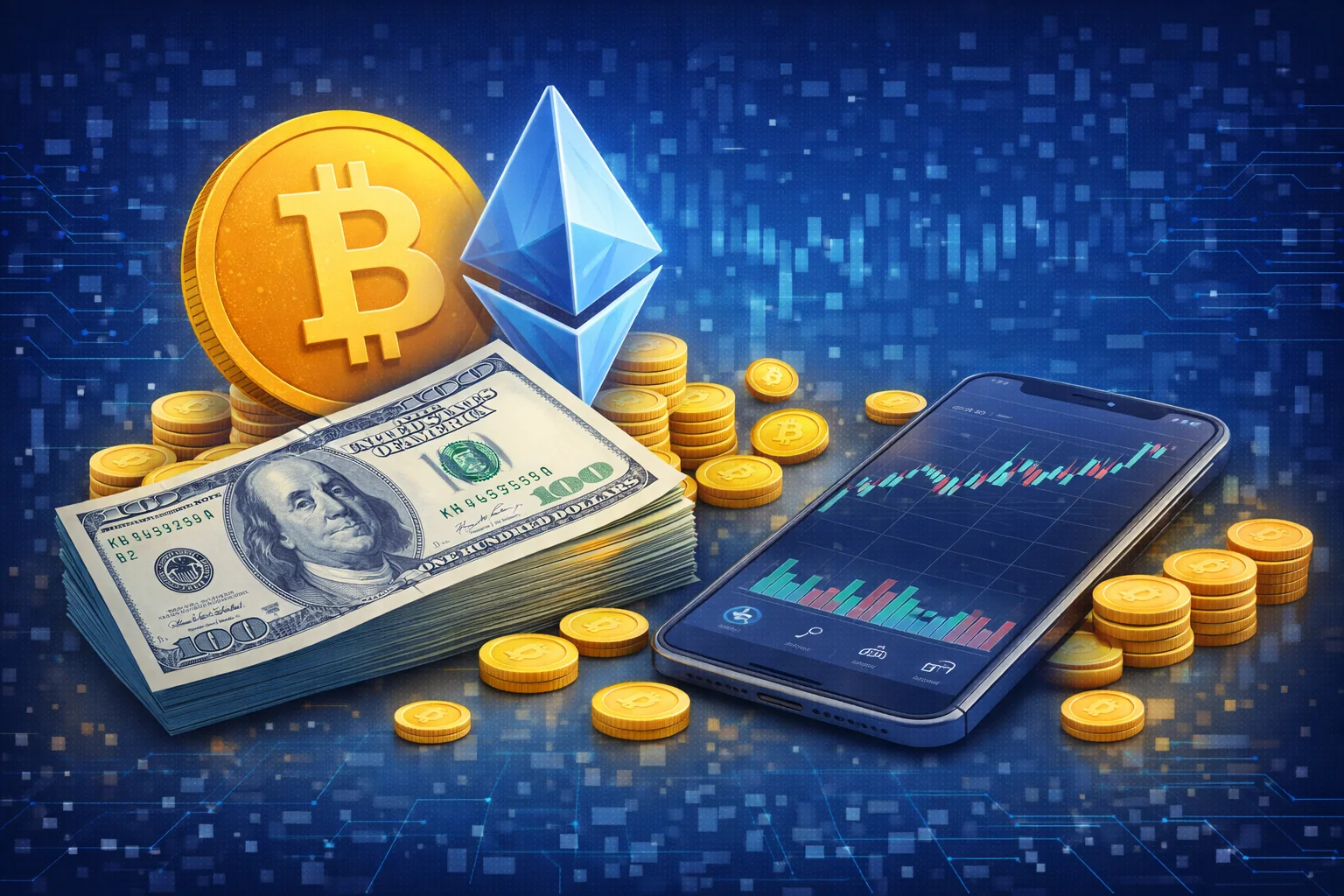 Starting cryptocurrency investing with $100 showing portfolio allocation and beginner strategy