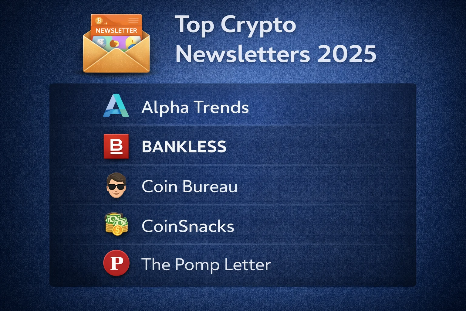  Top cryptocurrency newsletters for 2025, including Bankless, The Defiant, and Messari