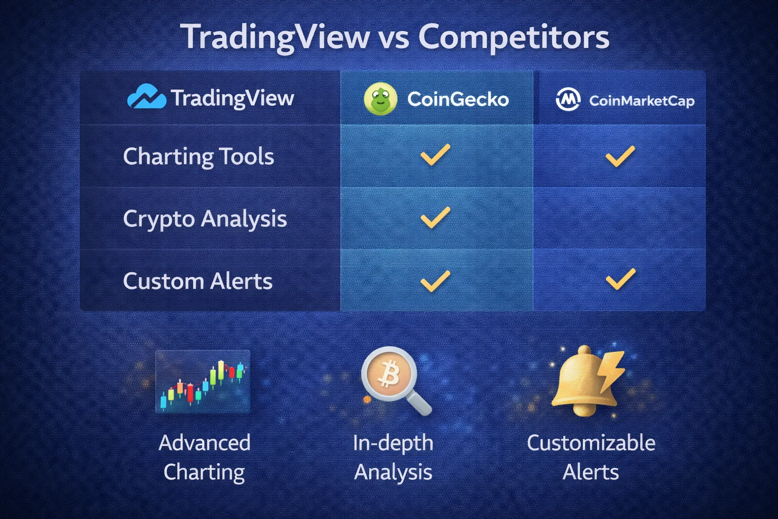 TradingView comparison with other charting platforms showing features and pricing