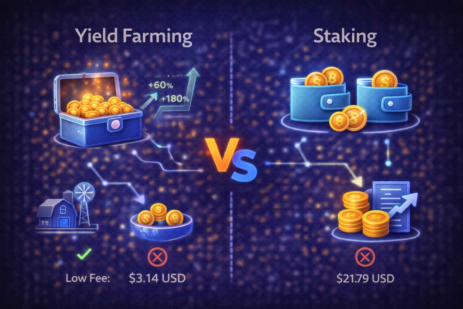 Yield farming vs staking comparison 2025 - comprehensive analysis of crypto earning strategies with risk-reward profiles