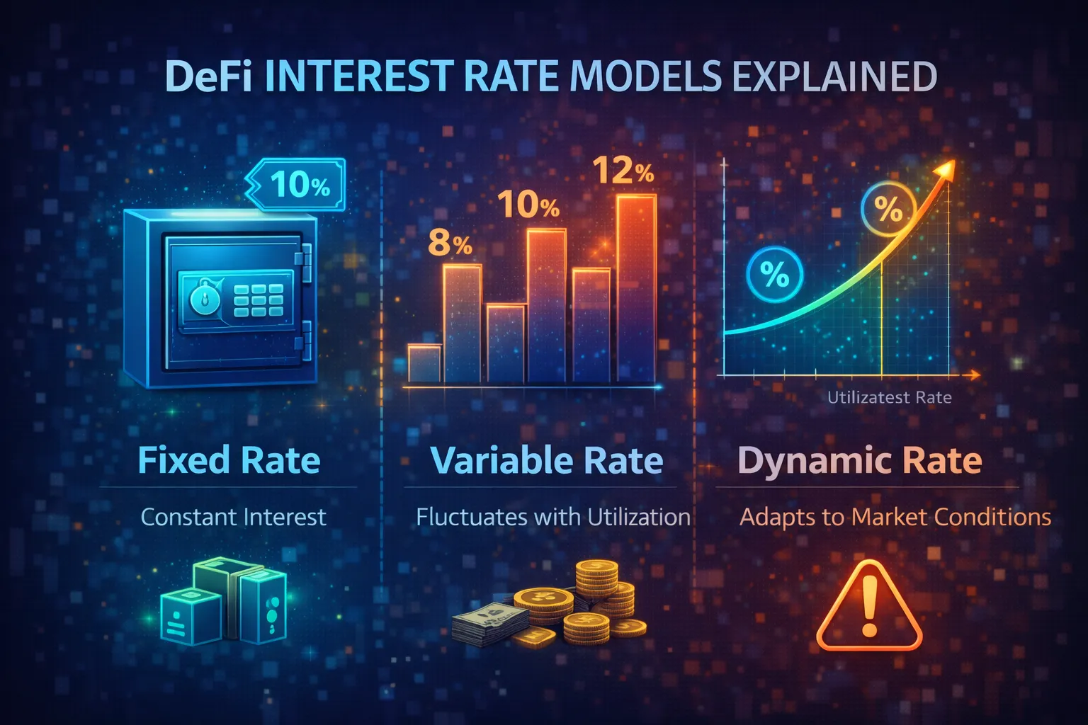 DeFi interest rate models visualisation showing utilisation curves and rate calculations