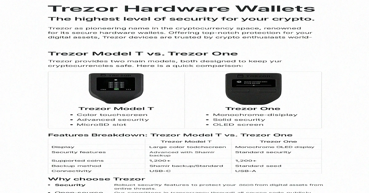 Trezor hardware device Models